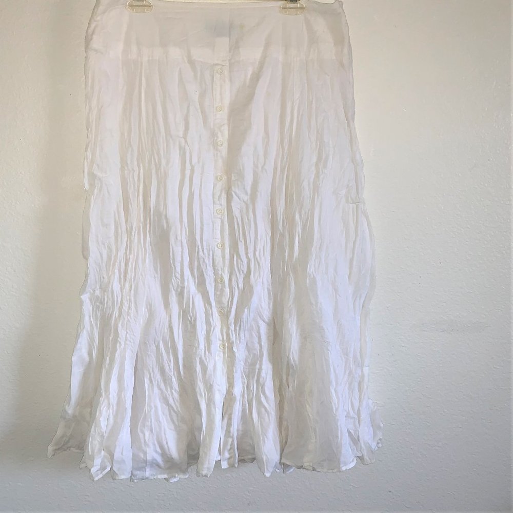 INC International Concepts White Button-Front Midi Skirt